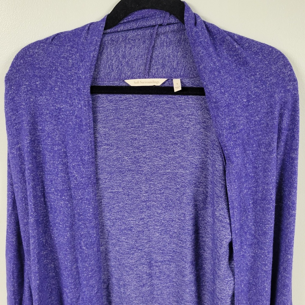 Soft Surroundings Purple Marled Open Front Long Sleeve Cardigan Sweater Size S‎
